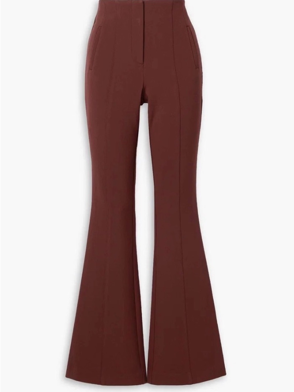 Veronica Beard Azariah Stretch-Crepe Flared Pants Burnt Sienna Rust Brown 4 - Picture 3 of 8